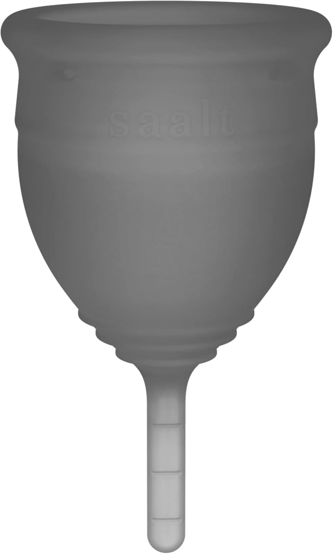 Saalt Soft Menstrual Cup – Reusable Period Cup – Made for Comfortable, Leak-Free Protection Up to 12 Hours – BPA & Latex Free – Includes Cup & Carry Bag (Small, Grey)