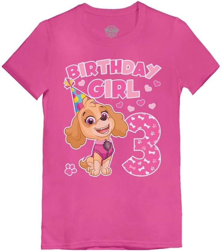 Tstars Skye Birthday Girl 3 Gifts for Three Years Old Bday Paw Patrol Theme Party Toddler Kids Girls Fitted T-Shirt A51144d