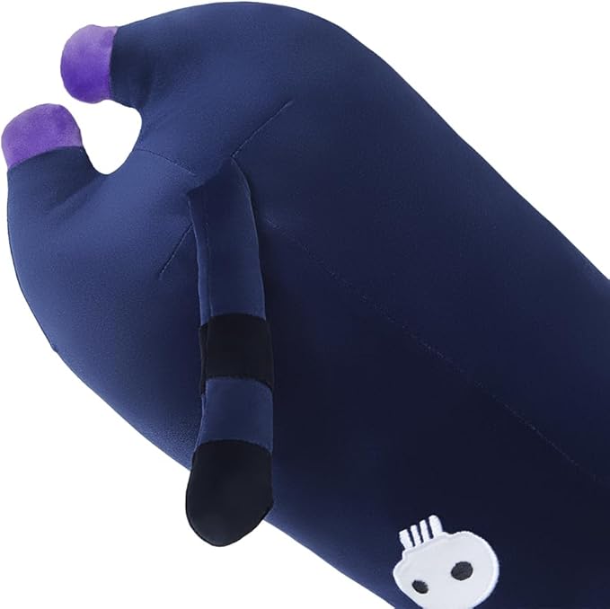 Long Cat Body Pillow for Kids, Cute Cat Stuffed Animals Gifts for Girls, Long Cat Plush Toy for Birthday, Soft Cat Plushies Pillow (DevilCAT with Skull, 27.6in/70cm)
