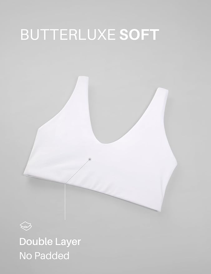 CRZ YOGA Butterluxe Soft Double Lined Scoop Neck Sports Bras for Women - Adjustable Straps Yoga Crop Top Non Padded