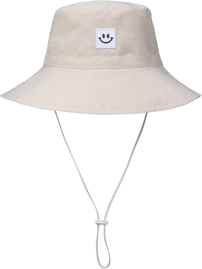 MaxNova Baby Sun Hat Smile Face UPF 50+ Toddler Bucket Hat for Boys Girls 0-7 Years
