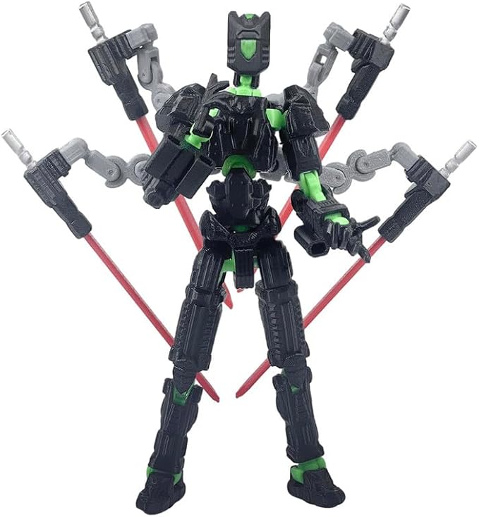 T13 Action Figure Set (Assembly Completed)，3D Printed Multi-Jointed, Desktop Decorations for Game Lovers Toys,5.5Inch (Black and Green)