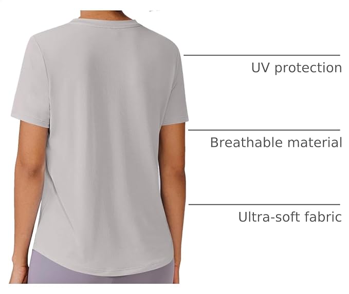 PINSPARK Soft Workout Tops for Women UPF 50+ Sun Protection Shirt Quick Dry Athletic Running Hiking Travel Basic Tee Shirts