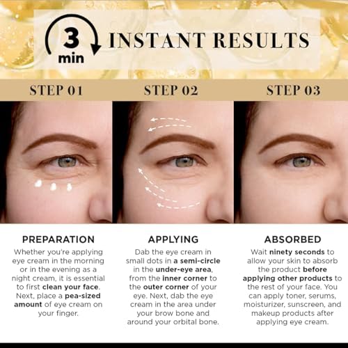 Instant Eye Tightener Cream, Temporary Eye Bag & Puffiness Appearance Reducer for Mature Skin 50+, Helps Smooth Fine Lines, No Flaking Residue, 15 mL