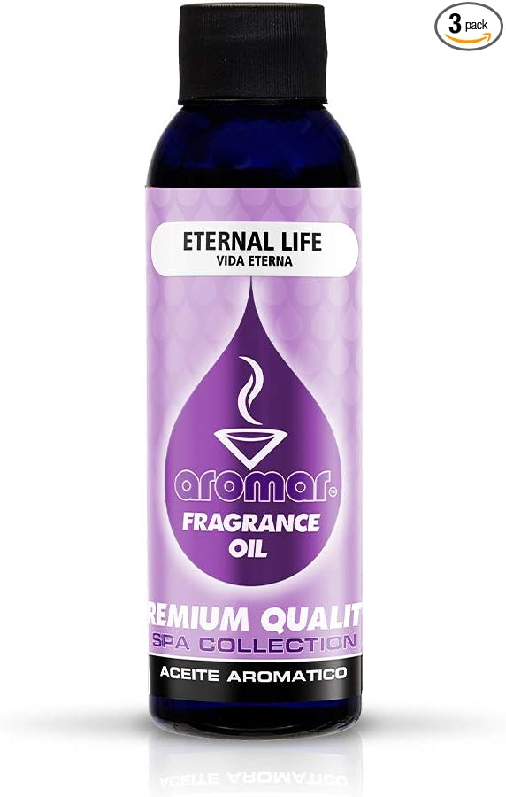 AROMAR Premium Fragrance Oil, 4oz Bottle 3 Pack Long Lasting Aromatic Scent, Fresh and Revitalizing Aromatherapy for Living Room, Bedroom, and Kitchen 12oz Eternal Life