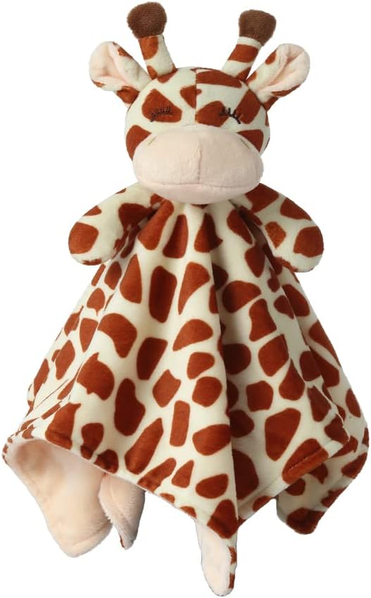 CREVENT Cozy Plush Baby Security Blanket, Loveys for Baby Girls and Boys, Birthday (Giraffe+Tag)