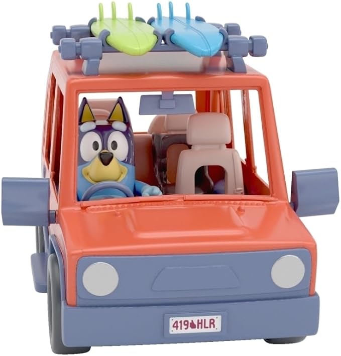 Bluey, 4WD Family Vehicle, with 1 Figure and 2 Surfboards | Customizable Car - Adventure Time | for Ages 3+, Multicolor, 13018