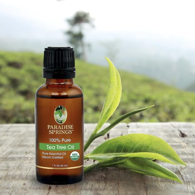Paradise Springs Organic Tea Tree Essential Oil 1 fl oz (30ml) | 100% Pure & Natural Tea Tree Oil for Aromatherapy, Diffusers, Humidifiers, Massage, Skin & Hair Care