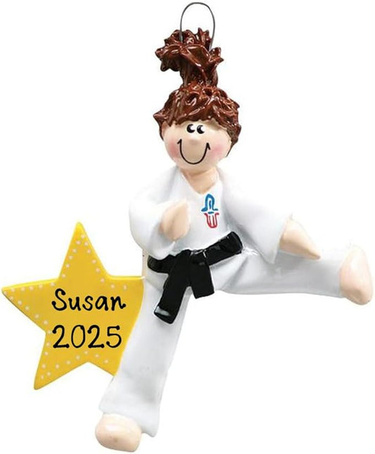 Personalized Karate Girl Christmas Ornament | Custom Writing Karate Girl Personalized Ornaments 2025 | Gift for Karate Lovers