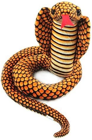 Stuffed Cobra Snake Animal Plush Toy 44 Inches Realistic Long Qamra The Queen Cobra Animal Stuffed Plushies Naja Nivea Cape Cobra Python Stuff Dolls Gifts for Children Kids Boys Girls, 44Inches