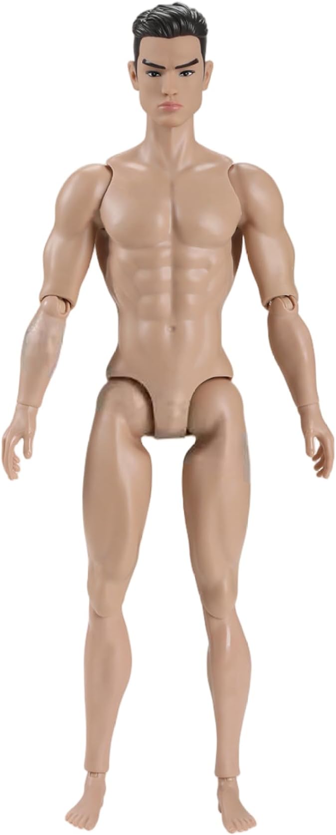 1/6 Scale Action Figure Multi Jointed Posable Male Muscular Action Figure Body with Head for Display Doll Collection, Beige