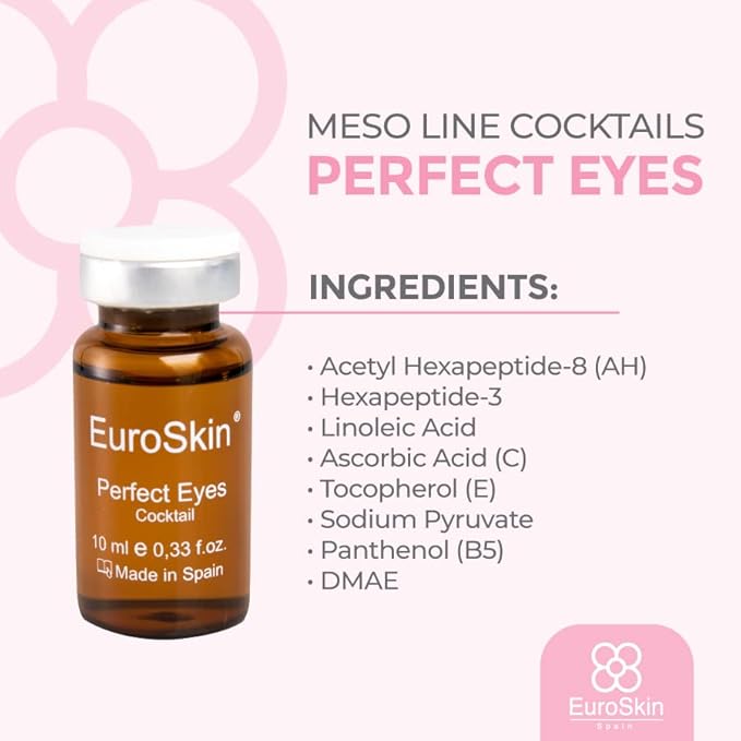 perfect eyes. Periocular and facial treatment. Prevent problems in the eye contour. Aestheticians' favorite serum. 5 vials x 10 ml / 5 vials x 0,35 fl. oz.