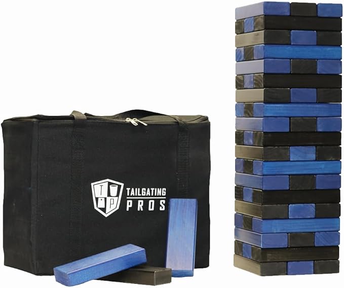 Tailgating Pros Premium Giant Toppling Timbers with Carrying Case – Choose Your Team Colors! Jumbo Outdoor Yard Game, Tower Grows to Over 5 Feet!