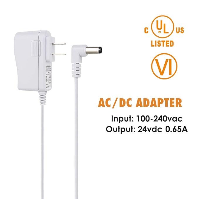 24V DC Power Cord for Pure Enrichment, URPOWER, VicTsing, ASAKUKI, ArtNaturals, Fridababy, InnoGear Essential Oil Diffuser Mist Humidifier, UL Listed AC Adapter DC Power Supply, 6ft White