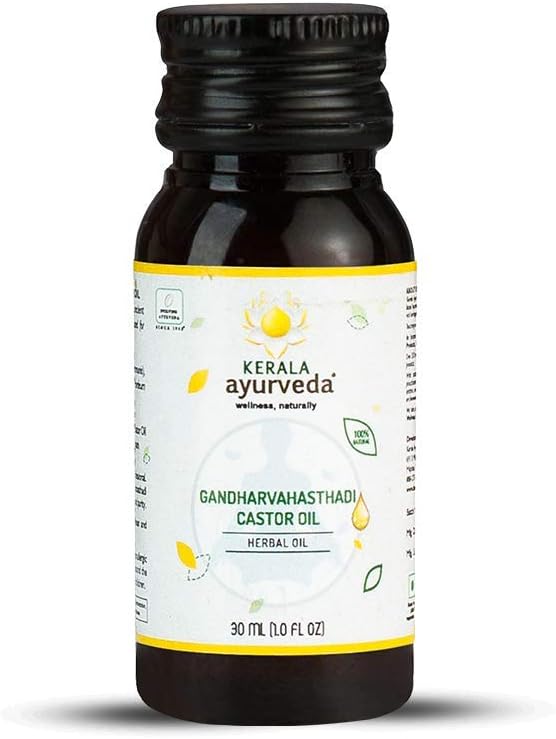 Kerala Ayurveda Gandharvahasthadi Castor Oil - Ayurvedic Oil for Internal Use to Balanc Vata, Maintain Optimal Colon Health, and Aids in Easy Elimination, 1.01 Fl Oz