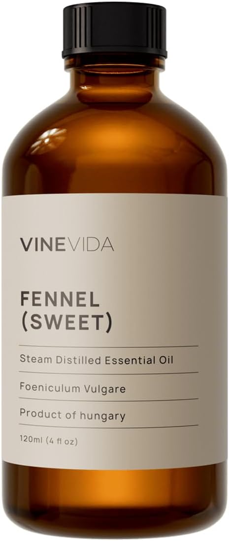 VINEVIDA Fennel Essential Oil 4 oz - Pure, Undiluted Fennel Oil for DIY Candle Scents and Soap Making - Safe for Skin