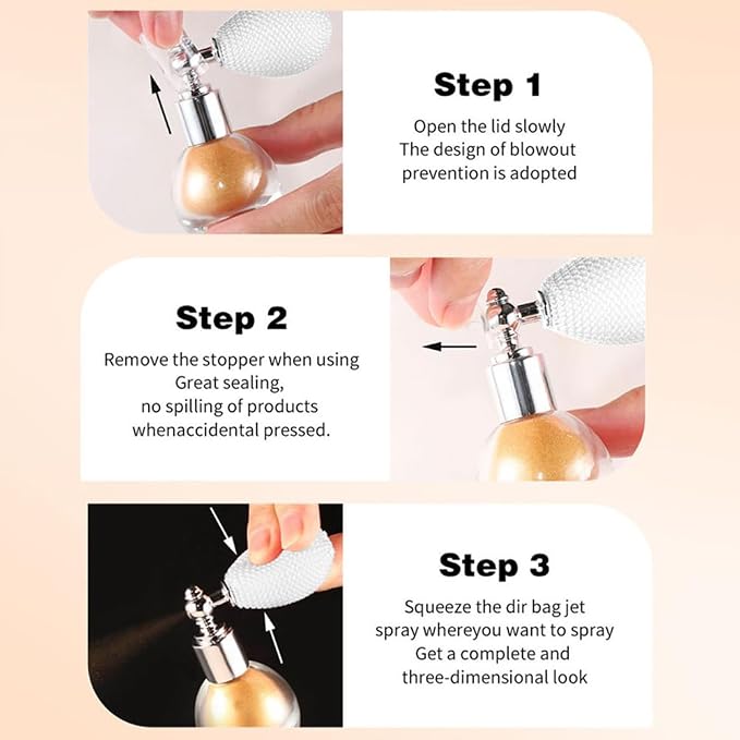 Pearl White Face and Body Highlighter Spray for Natural Glow Makeup, 0.14oz | High Gloss Powder, Waterproof Shimmer Spray for Daily Mardi Gras Singer Concert Music Rave Festival Outfits Accessories