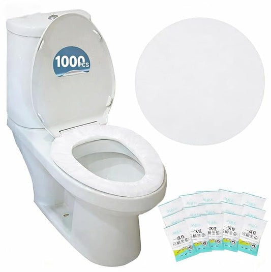 Disposable Toilet Seat Covers,1000PCS. Waterproof Non-Woven Fabric, Individually Wrapped, Portable for Travel, Hotel, Hospital, Public Toilet (White)