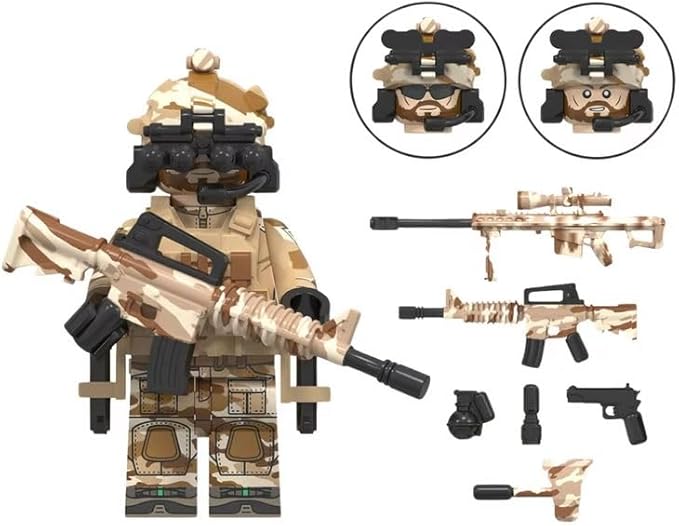 Minifigure 8 PCS Bulk Action Figure Featuring U.S. Special Forces Minifigures with Accessories, Great Stocking Stuffer or Boys Girls Gift for Christmas Stockings and Birthdays.