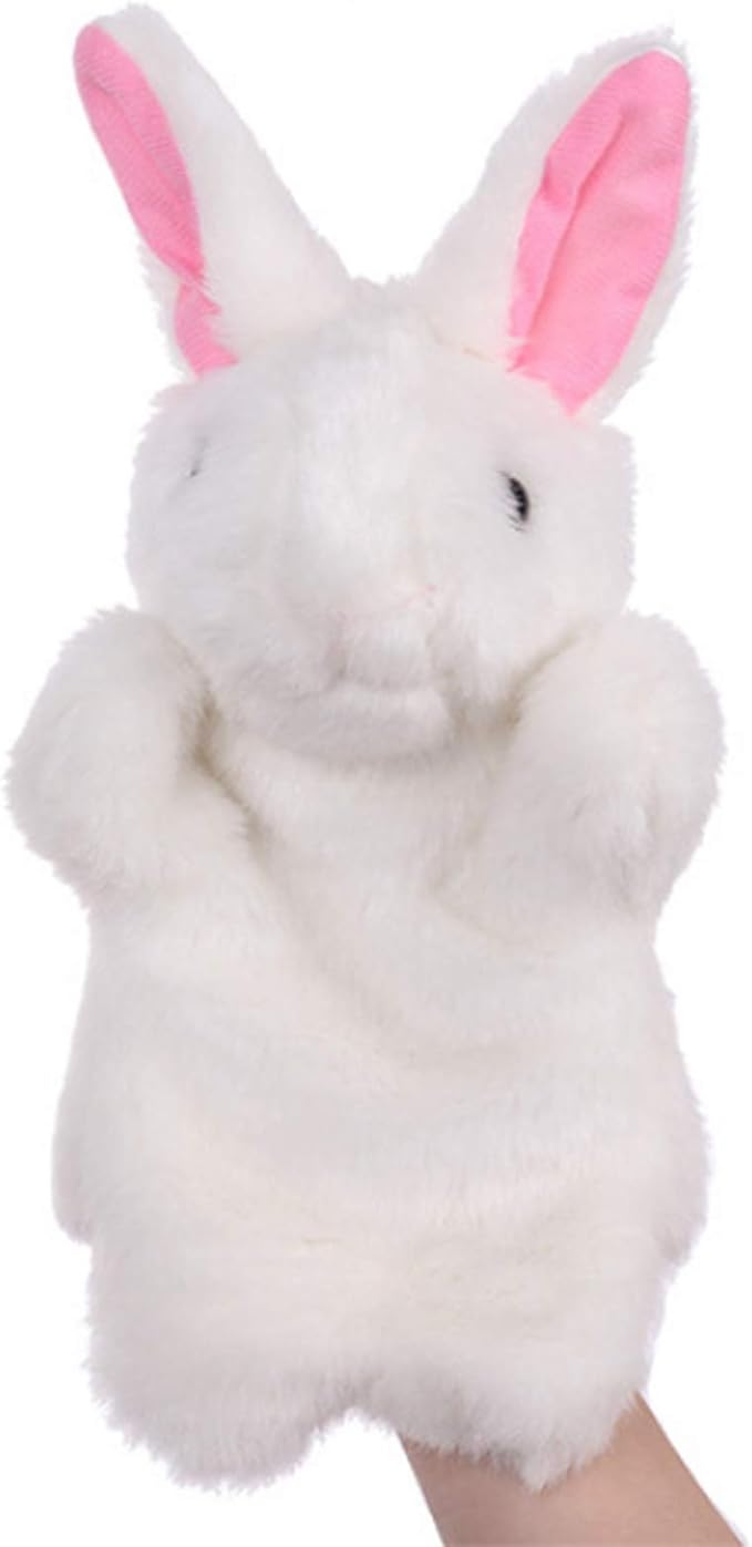 Bunny Hand Puppets Rabbit Plush Animal Toys for Imaginative Pretend Play Storytelling White
