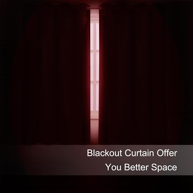LEMOMO Blackout Curtains 66 x 72 Inch Long Bright Red Curtains Set of 2 Panels Room Darkening Curtains for Bedroom and Living Room