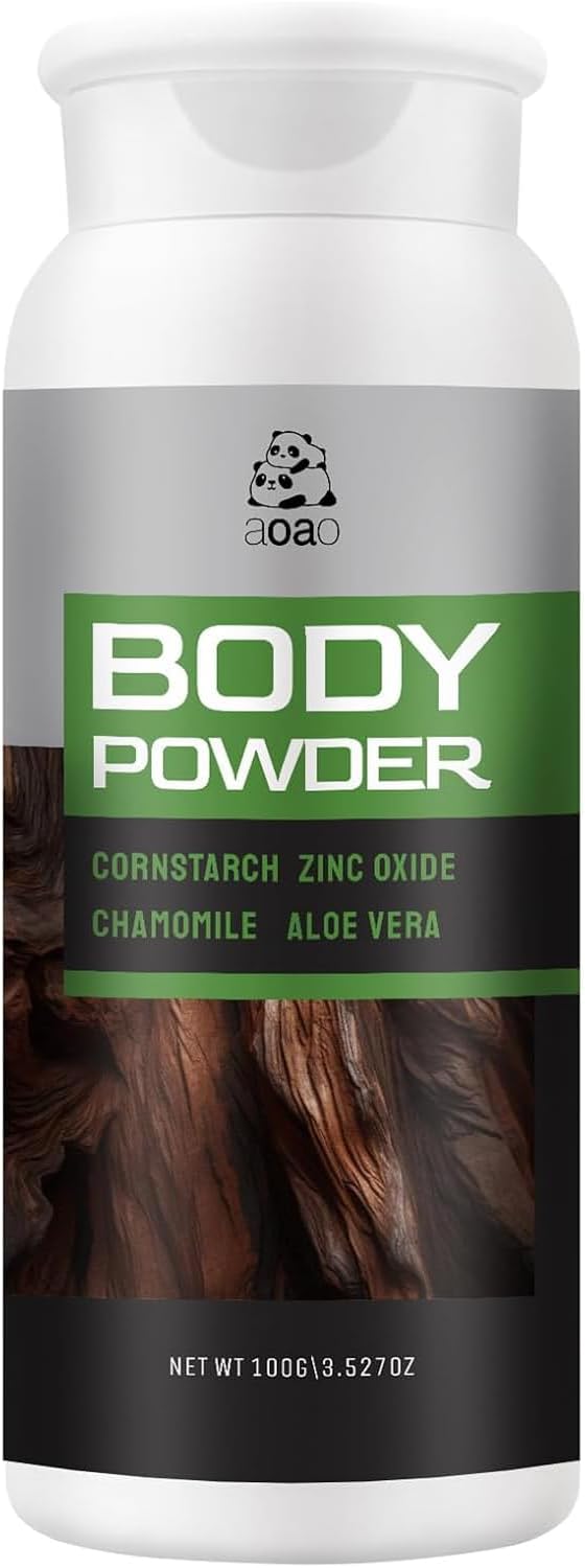 AOAO Herbal Body Powder with Aloe & Chamomile, Talc-Free Plant-based Deodorizing Powder for Body & Foot, Sweat Absorb & Anti-Friction, Odor Fighting Gift for Men Women, Baking Soda Free, 3.53oz