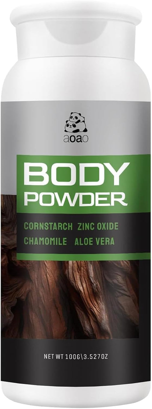 AOAO Herbal Body Powder with Aloe & Chamomile, Talc-Free Plant-based Deodorizing Powder for Body & Foot, Sweat Absorb & Anti-Friction, Odor Fighting Gift for Men Women, Baking Soda Free, 3.53oz