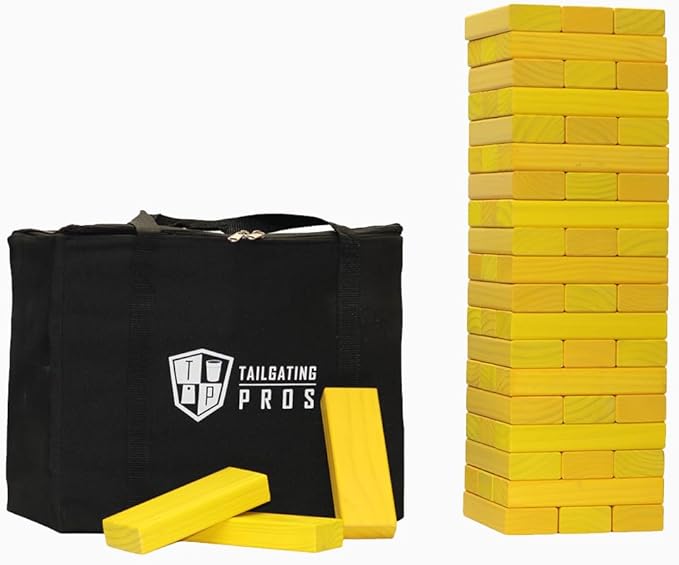 Tailgating Pros Premium Giant Toppling Timbers with Carrying Case – Choose Your Team Colors! Jumbo Outdoor Yard Game, Tower Grows to Over 5 Feet!