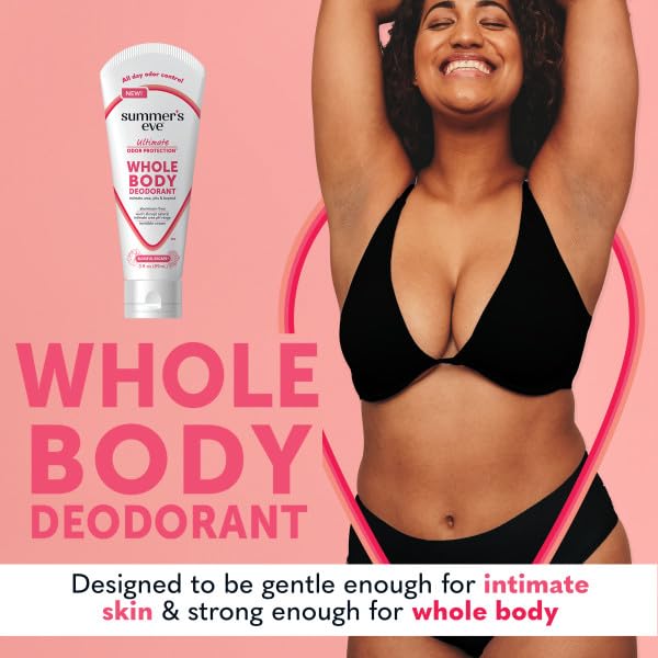 Summer’s Eve Ultimate Odor Protection Whole Body Deodorant Cream, Blissful Escape, Aluminum Free, All Day Odor Control, Invisible Cream, 3 Ounce (Pack of 6)