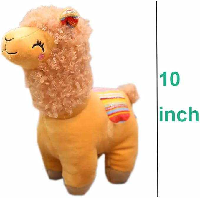 Llama Stuffed Animal Cute Alpaca Plush Toy 10 inch for Girls Boys(Alpaca yinghua Yellow)