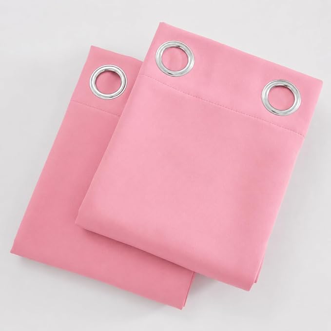 LEMOMO Blackout Curtains 66 x 95 inch/Pink Curtains Set of 2 Panels/Thermal Insulated Room Darkening Bedroom Curtains