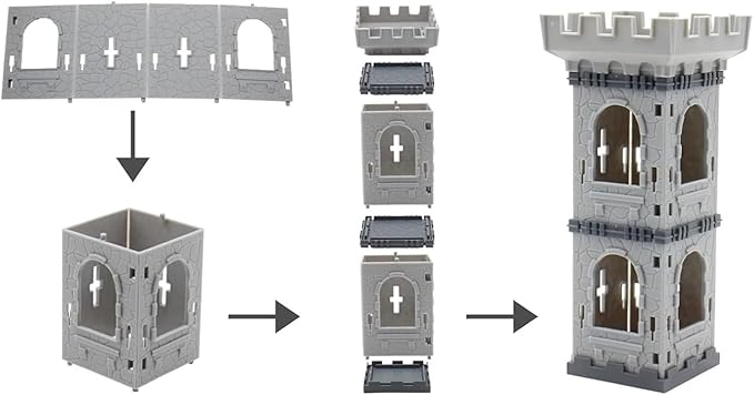 Medieval Castle Knights Toy Soldier - Army Figures Miniature Playset with Arrow Tower, Soldiers, Ram, Fence (Arrow Tower Set)
