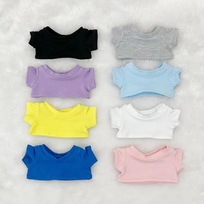 niannyyhouse 10cm 15cm 20cm Plush Doll Clothes T-Shirt Multi-Color Bottoming Shirts Stuffed Toy Dress Up (a3, 10cm)