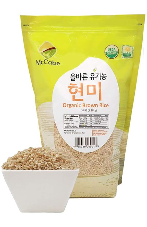 McCabe Organic Brown Rice - Brown Rice Organic | Rich with Fiber & Minerals | USDA and CCOF Certified | Product of USA | 3Lbs