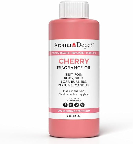 Aroma Depot 2 fl oz Cherry Fragrance Oil for Candles, Soap Making, Wax Melts, Diffusers, Body Oil Blends & Incense (60ml)