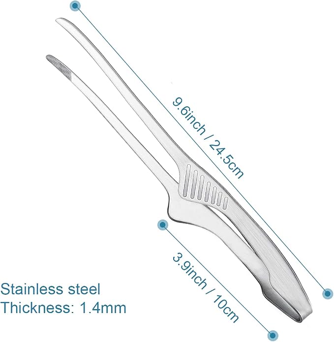 Stainless Steel Grill Tongs, 2-Pack Non-Slip Serrated for BBQ & Camping | 2-pack stainless steel grill tongs, non-slip serrated tips, self-standing BBQ, salad, camping, oven, easy & convenient use