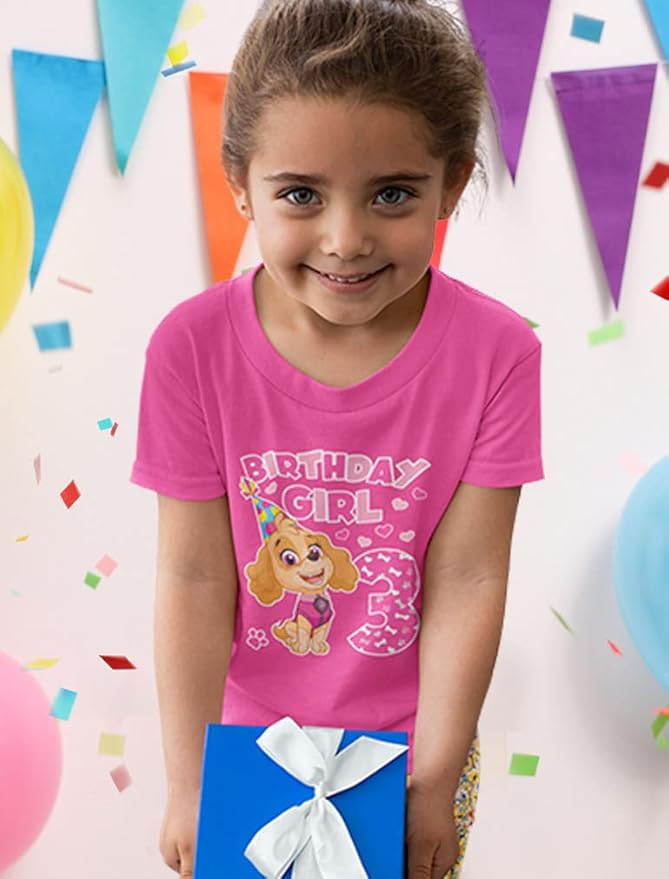 Tstars Skye Birthday Girl 3 Gifts for Three Years Old Bday Paw Patrol Theme Party Toddler Kids Girls Fitted T-Shirt A51144d