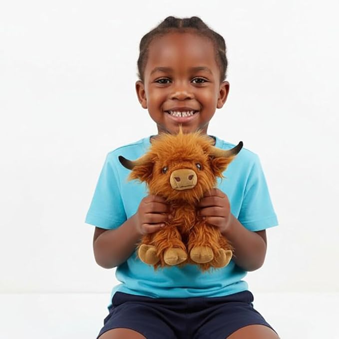 Highland Cow Stuffed Animals Soft Plush Cute Highland Cow Doll for Boys Girls 10in (gaodi NIU zongse)
