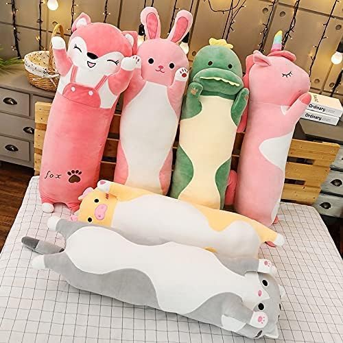 Long Fox Plush Pillow, Pink Fox Soft Plush Toy Cute Long Fox Stuffed Animal, Long Stuffed Animal Plush Pillow for Kids(Fox,19.68inch/50cm)