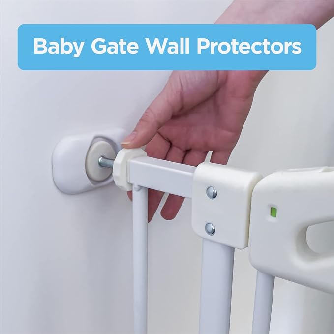 Perma Child Safety Baby Gate Wall Protector, Protect Walls and Doorways, Use with Pressure Mounted Baby and Dog Gates, 4 Pack, White