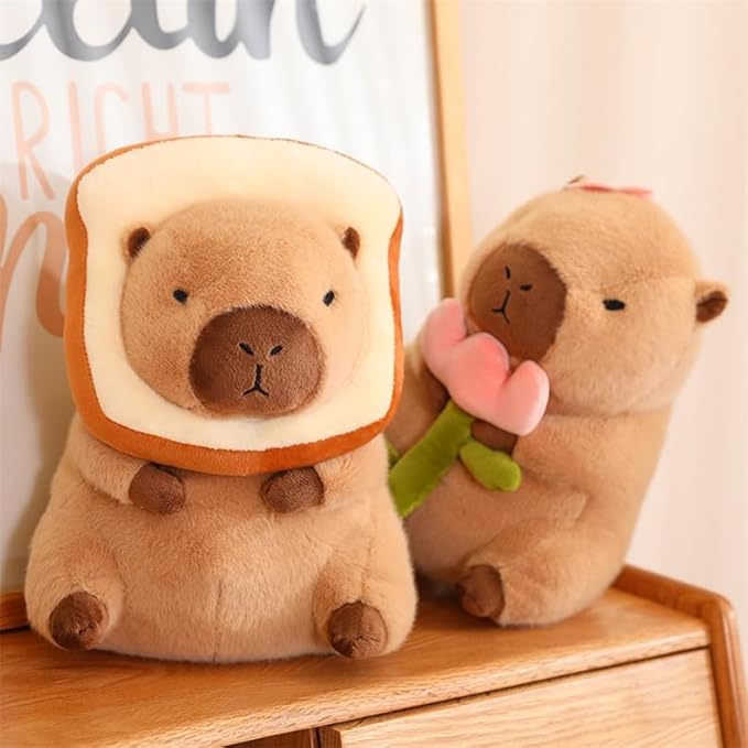 Cute Capybar Plush Doll, Flower capybar Stuffed Aniamls Toys,Capybar Plush Doll Pillow Children's Gift (11 Inches).