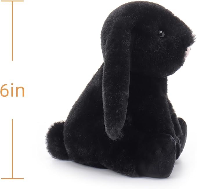 Apricot Lamb Black Bunny Stuffed Animals for Kids, Soft Cute Plush Toys for Baby Girl and Boy, 6 Inches