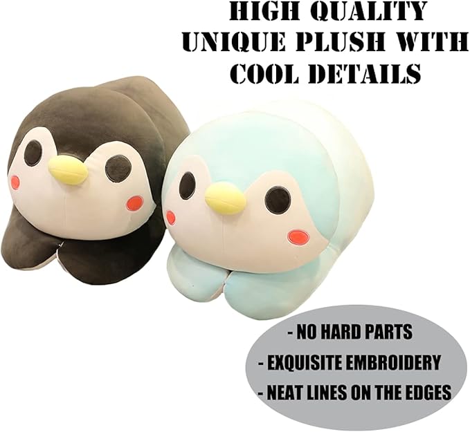 ELAINREN Super Fluffy Penguin Stuffed Pillow Ultra-Soft Gray Penguin Plush Hugging Pillow Adorable Anime Penguin Shape Plushie Cushion Decor Gifts/23.6''
