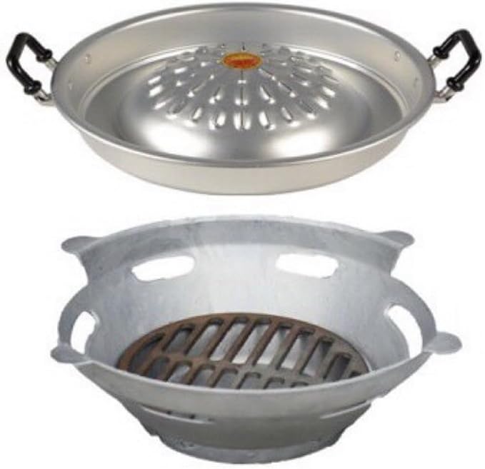 Aluminum Thai Korean Charcoal Barbecue Stove + BBQ Grill Topper 30 cm 12"