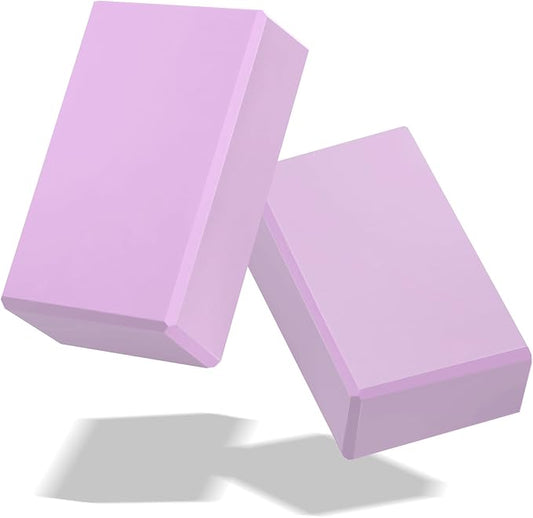 Yoga Blocks 2 Pack 3x6x9IN Foam Block Supportive Latex-Free with Stretch Band, Non-Slip Exercise Blocks for Pilates, Meditation, Balance, Stretching and Deep Poses