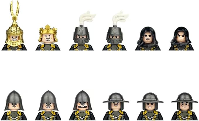 12PCS Medieval Knights Battle Soldiers with Weapons Action Figures Building Blocks Miniature Figurines Toys Cake Toppers (8156)
