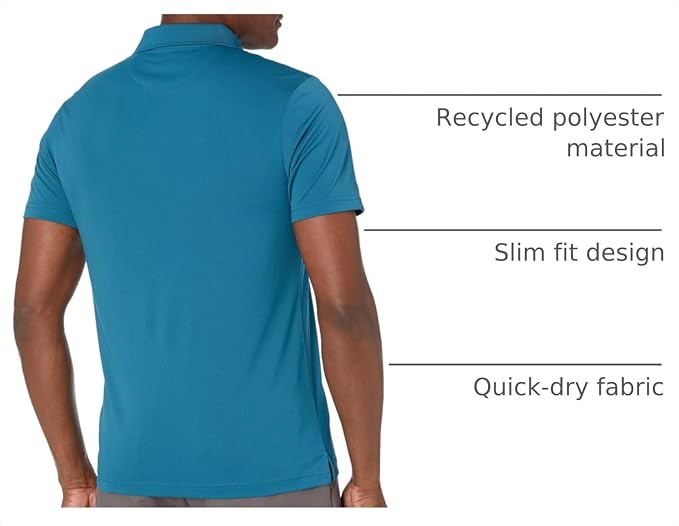 Amazon Essentials Men's Moisture Wicking Golf Polo Shirt, Short Sleeve, Slim-Fit, Quick-Dry, Active Wear
