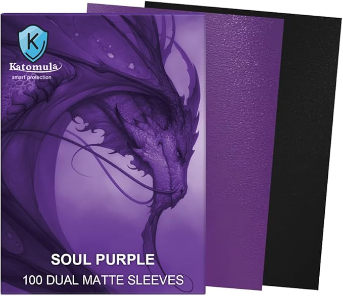 Katomula MTG Card Sleeves, Dual Matte Card Sleeves, Standard Card Sleeve for MTG, PKM, Flesh & Blood, Soul Purple