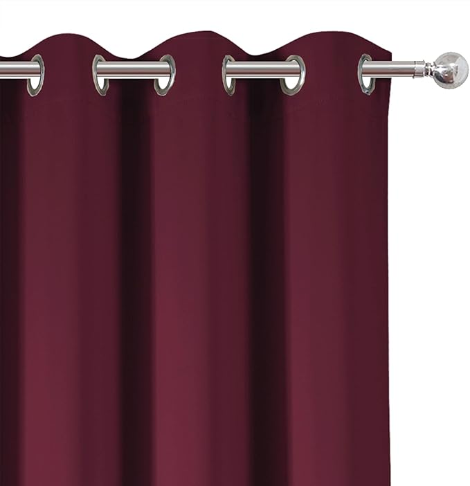 LEMOMO Burgundy Red Blackout Curtains 34 x 54 Inch Length/Set of 2 Curtain Panels/Thermal Insulated Room Darkening Blackout Curtains for Bedroom