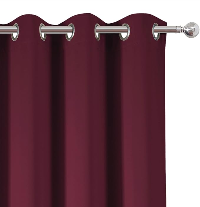 LEMOMO Blackout Curtains 52 x 90 Inch Long Burgundy Red Curtains Set of 2 Panels Room Darkening Curtains for Bedroom and Living Room